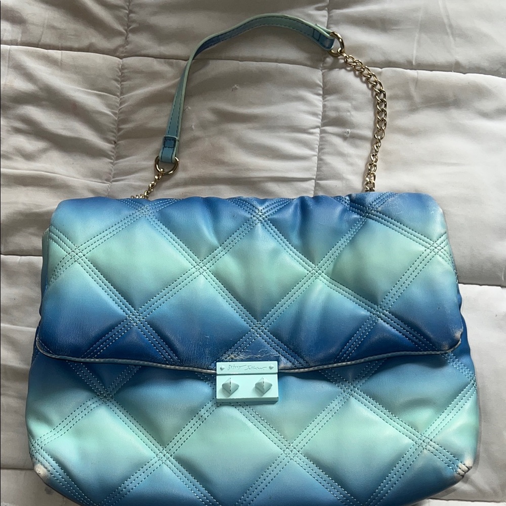 Betsey Johnson Blue and Aqua Quilted Shoulder Bag